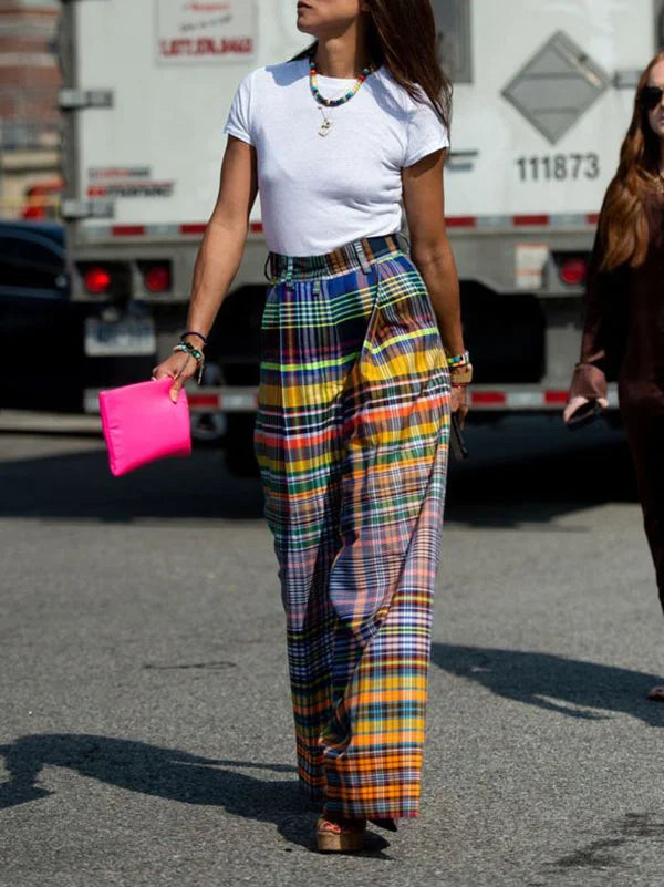 Ceretta - Checkerboard Print Trousers