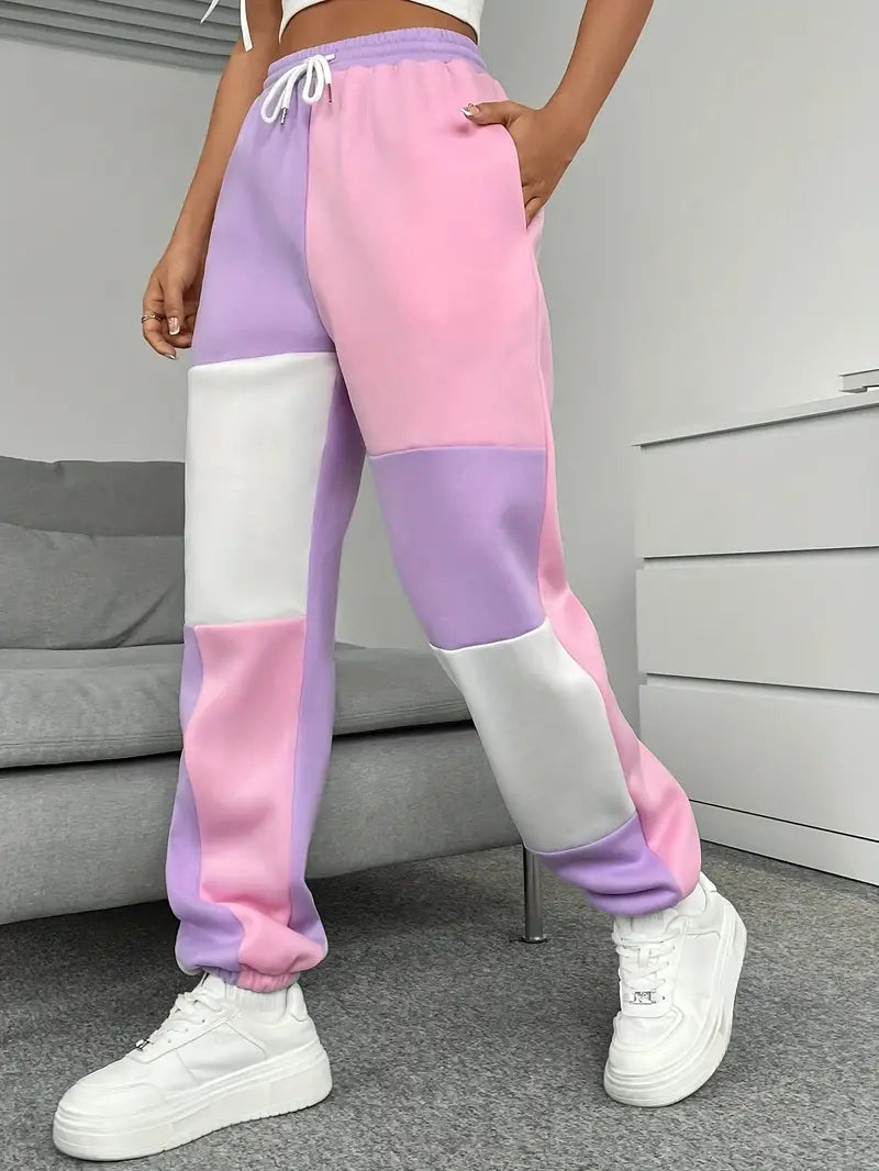 Billie - Color Block Loose Jogger Pants with Drawstring