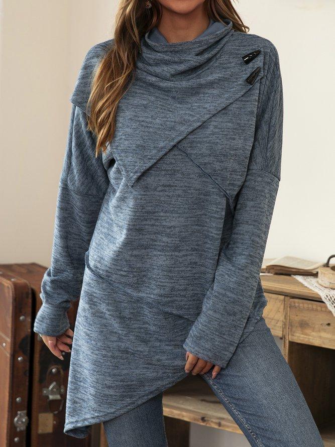 Asymmetric Summer Shirt with Waterfall Collar - Liora