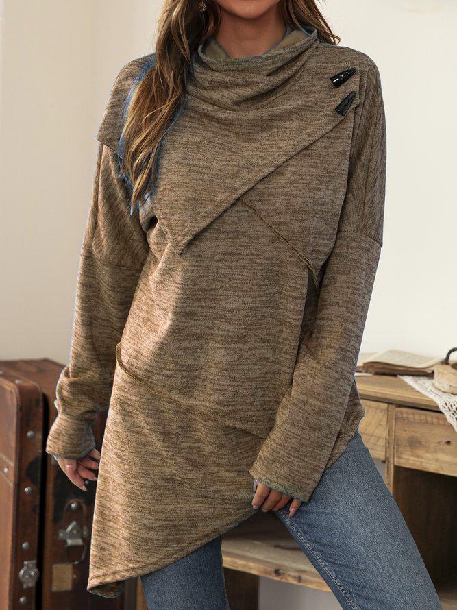 Asymmetric Summer Shirt with Waterfall Collar - Liora