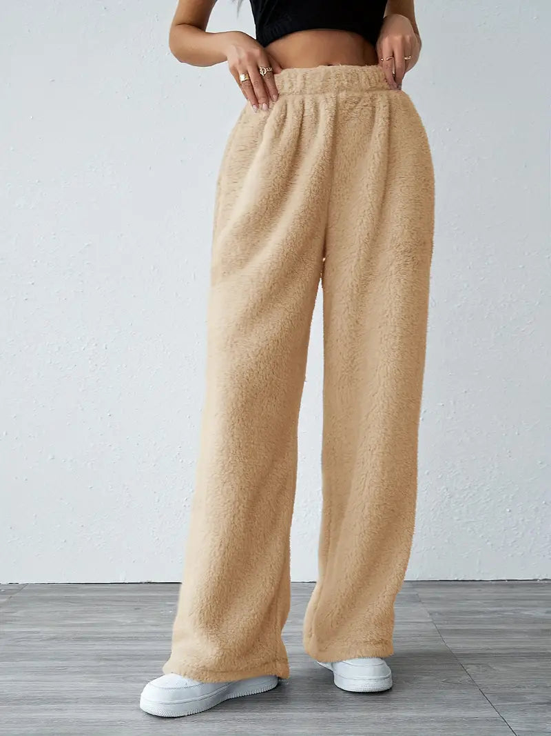 Deby - Casual plain fleece pants