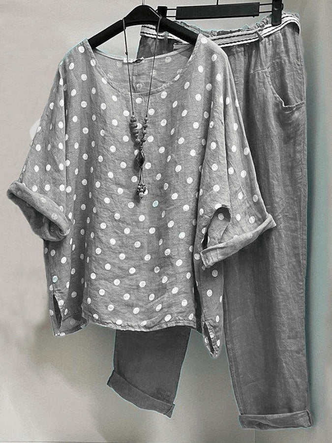 Thessa - Ladies fashion with polka dot print set