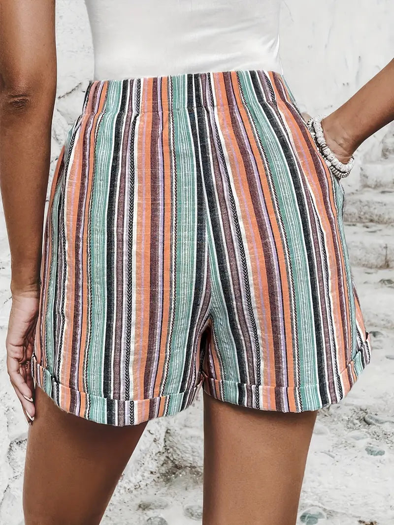 Maggie - High waist shorts with contrasting stripes