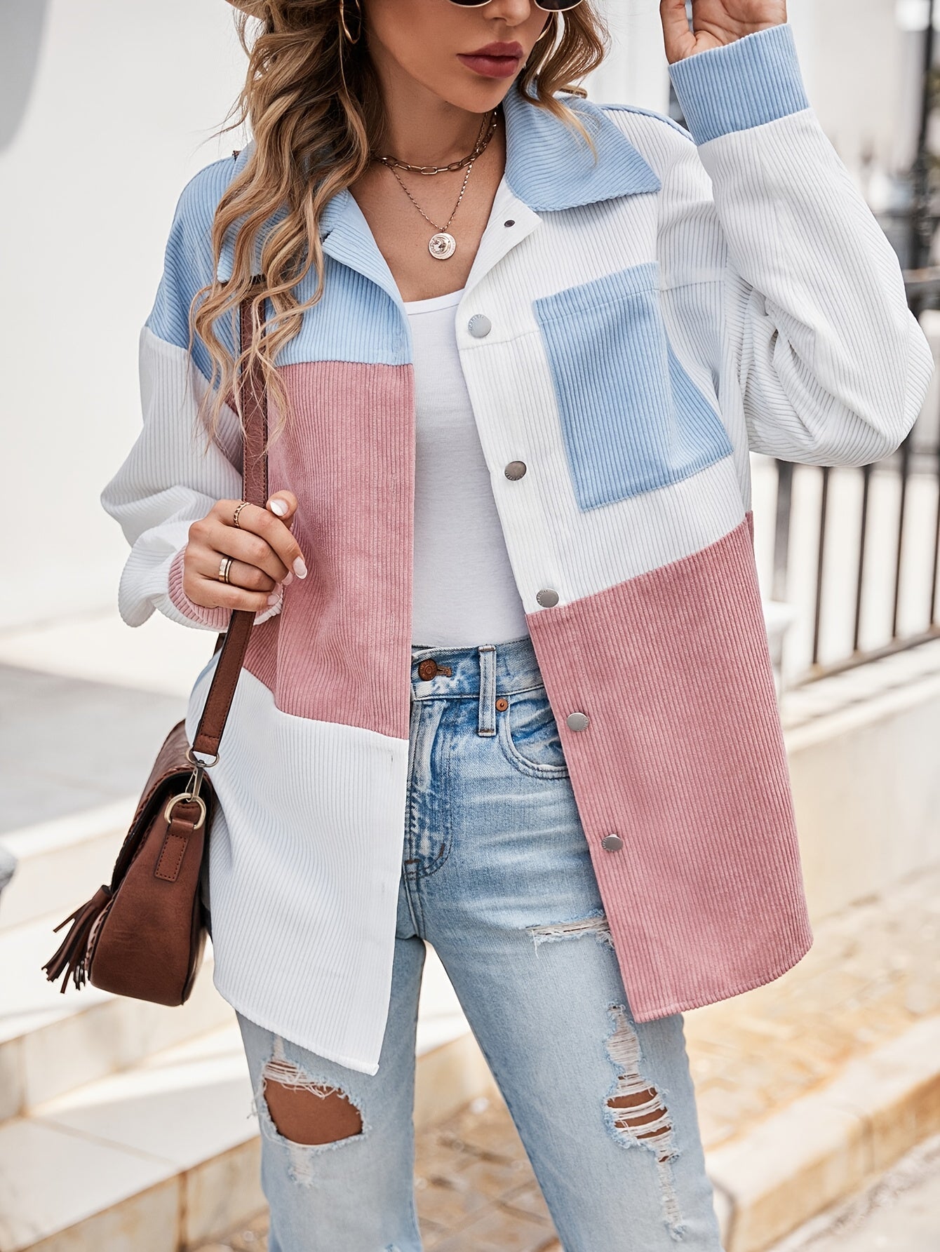 Blouse with Button Placket in Spring Colors – Lina