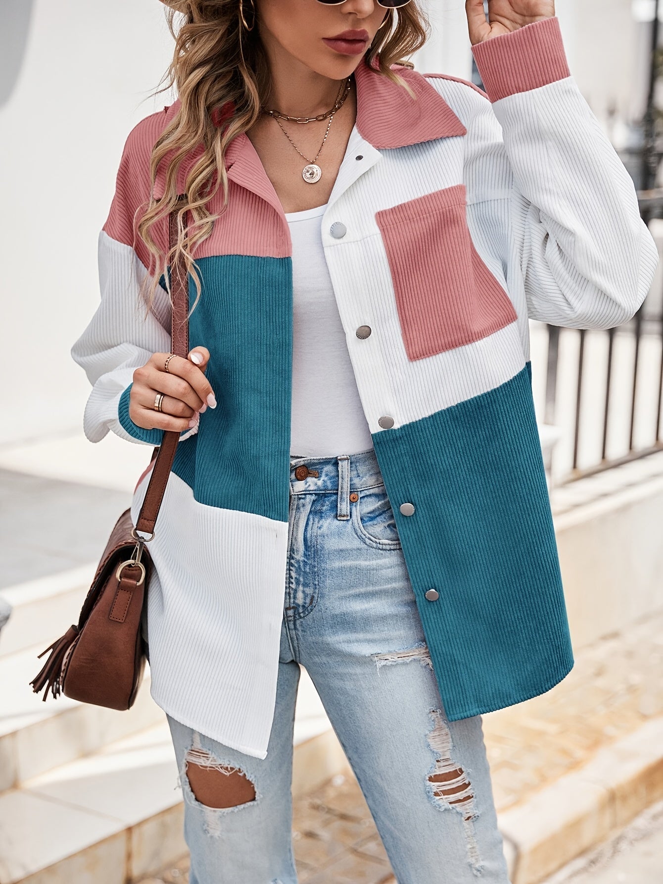 Blouse with Button Placket in Spring Colors – Lina