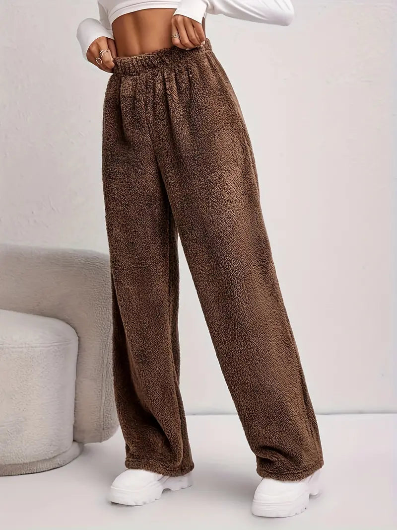 Deby - Casual plain fleece pants