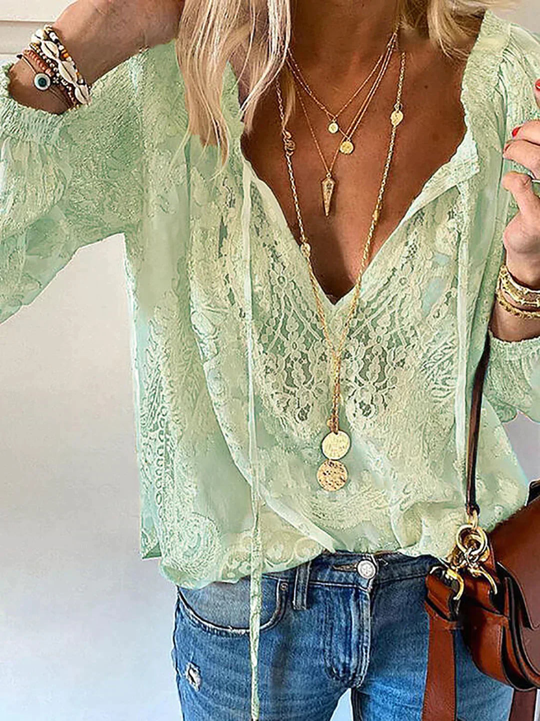 Women's Lace Blouse for Spring 2025 - Exclusive - Elodie