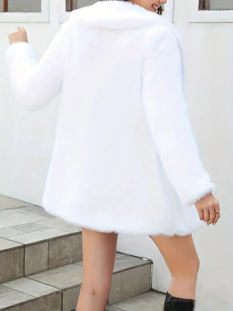Beatrice - Elegant women's coat in faux fur with shawl collar