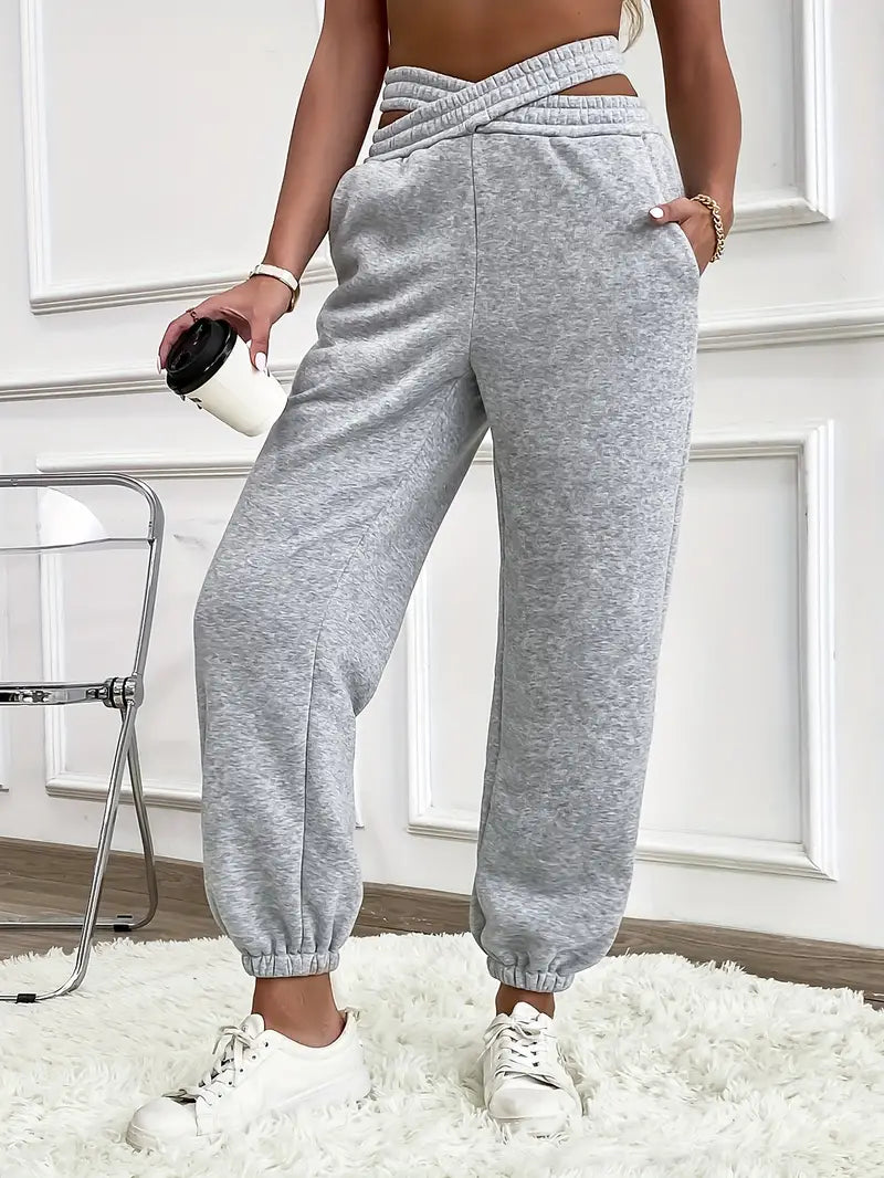 Joycie - Elegant plain knitted jogging pants for women