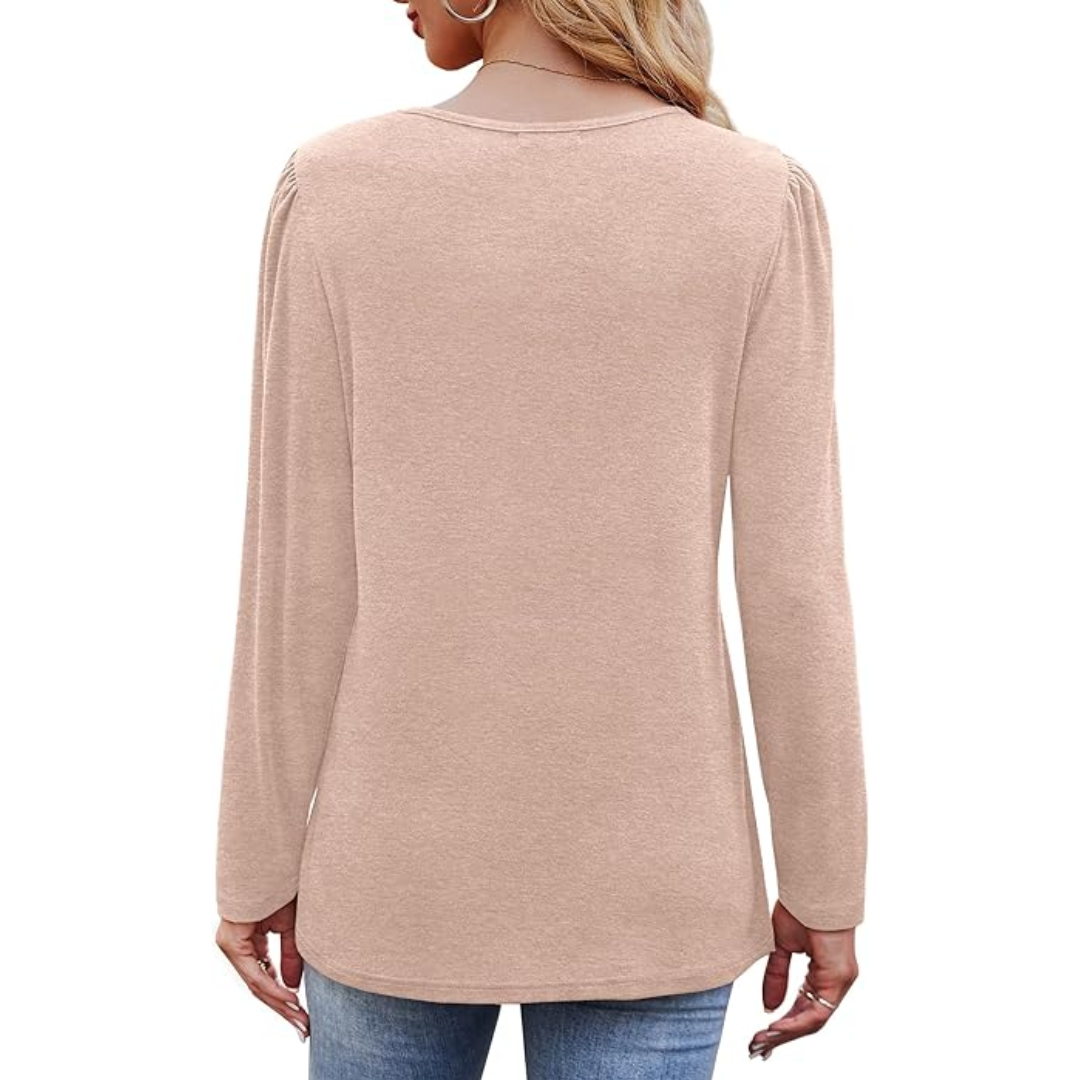 Pleated Long Sleeve Tunic Top in Spring Style 2025 – Sarah