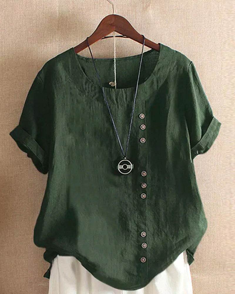 Short Sleeve Blouse with Round Neck for Spring 2025 – Nora