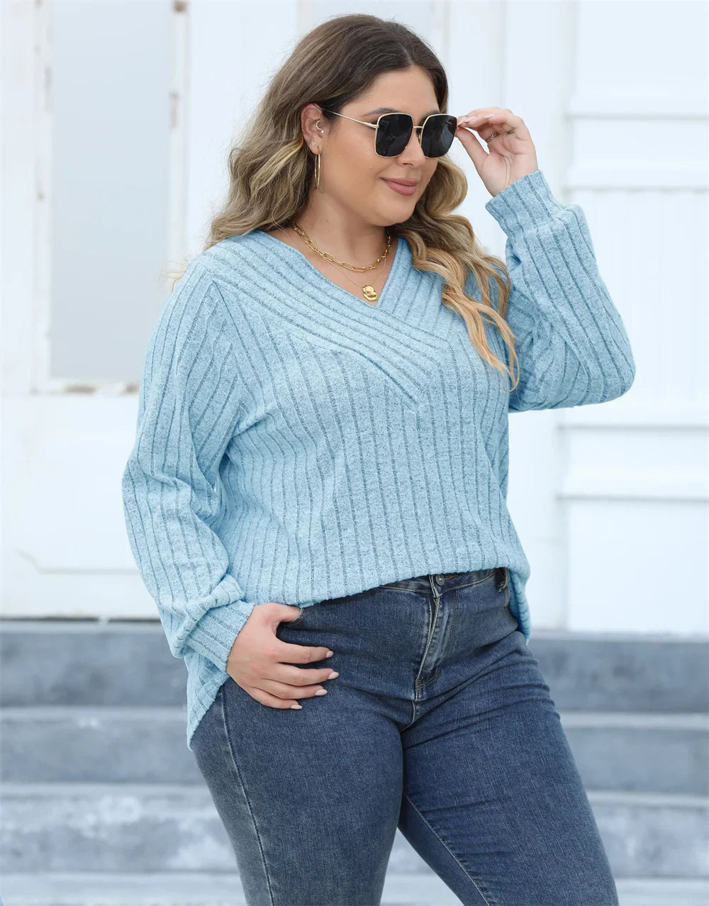 Long Sleeve Ripped T-Shirt Top in Plus Size for Summer 2025