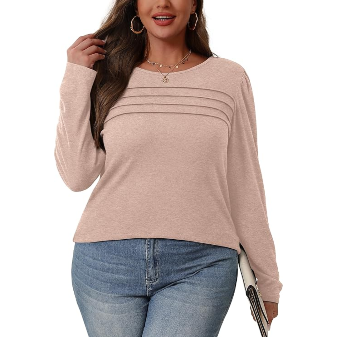 Pleated Long Sleeve Tunic Top in Spring Style 2025 – Sarah