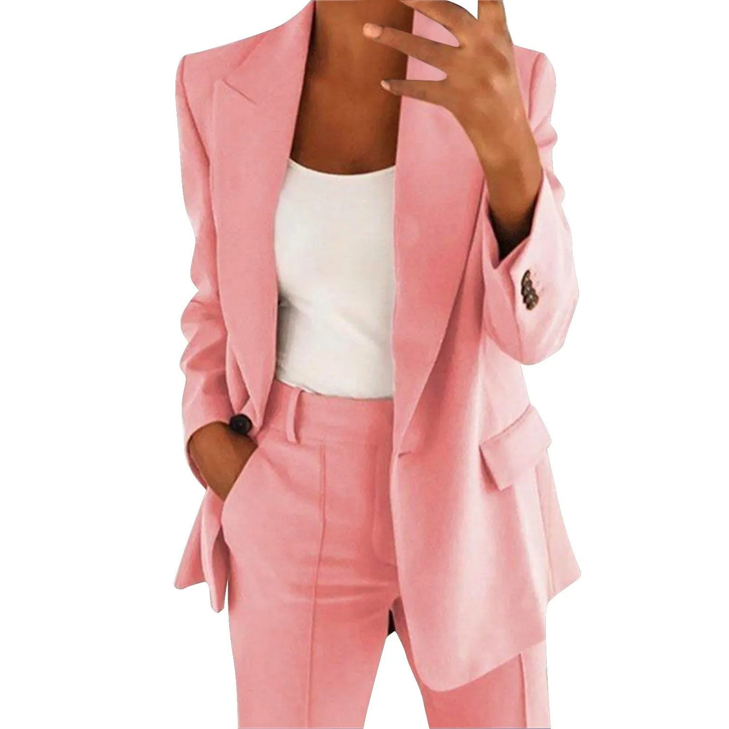 Women's Suit Set with Blazer and Pants in Solid Color - MiraSet