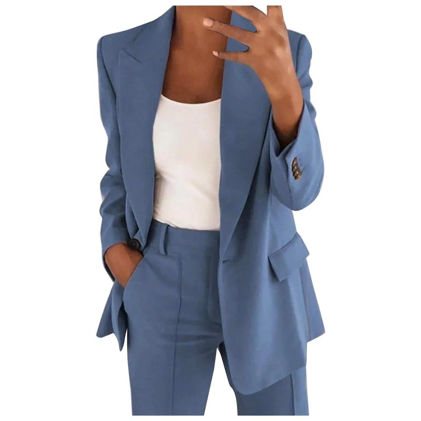Women's Suit Set with Blazer and Pants in Solid Color - MiraSet