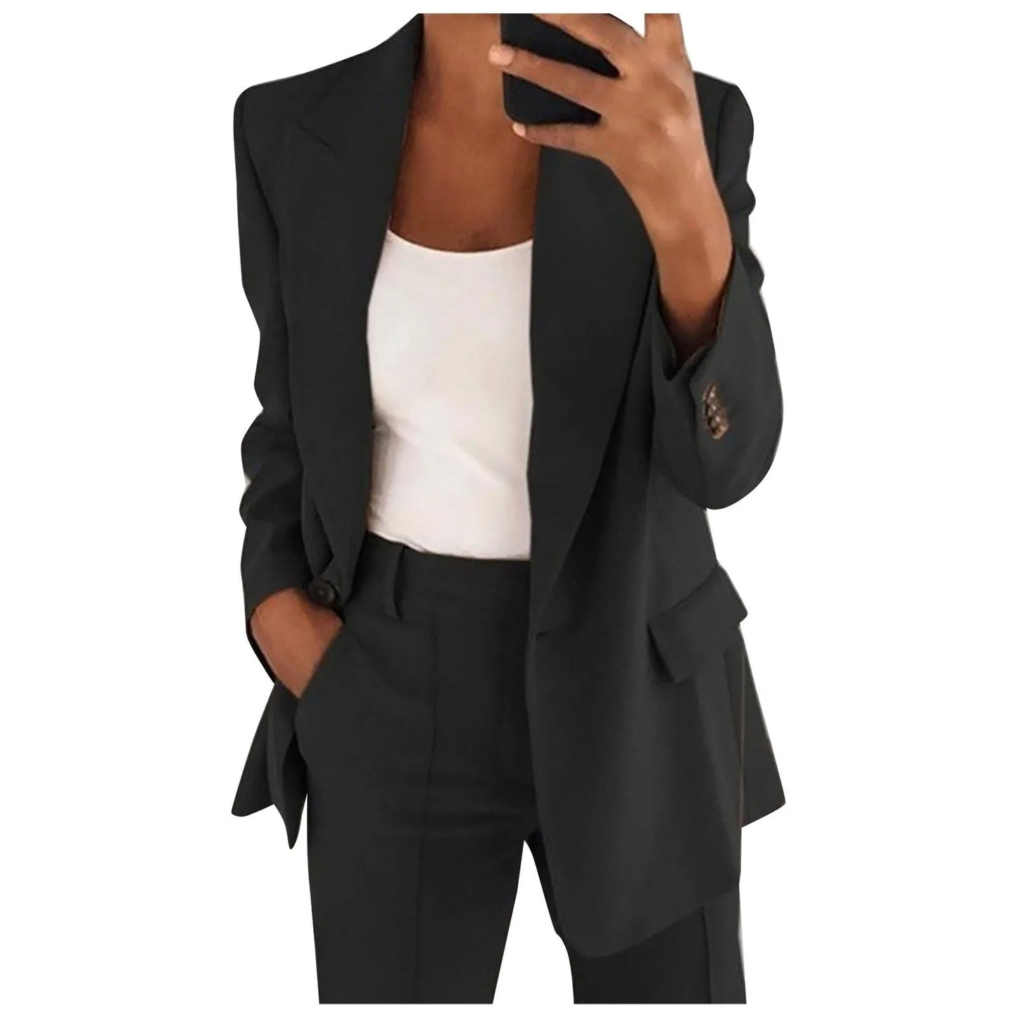Women's Suit Set with Blazer and Pants in Solid Color - MiraSet
