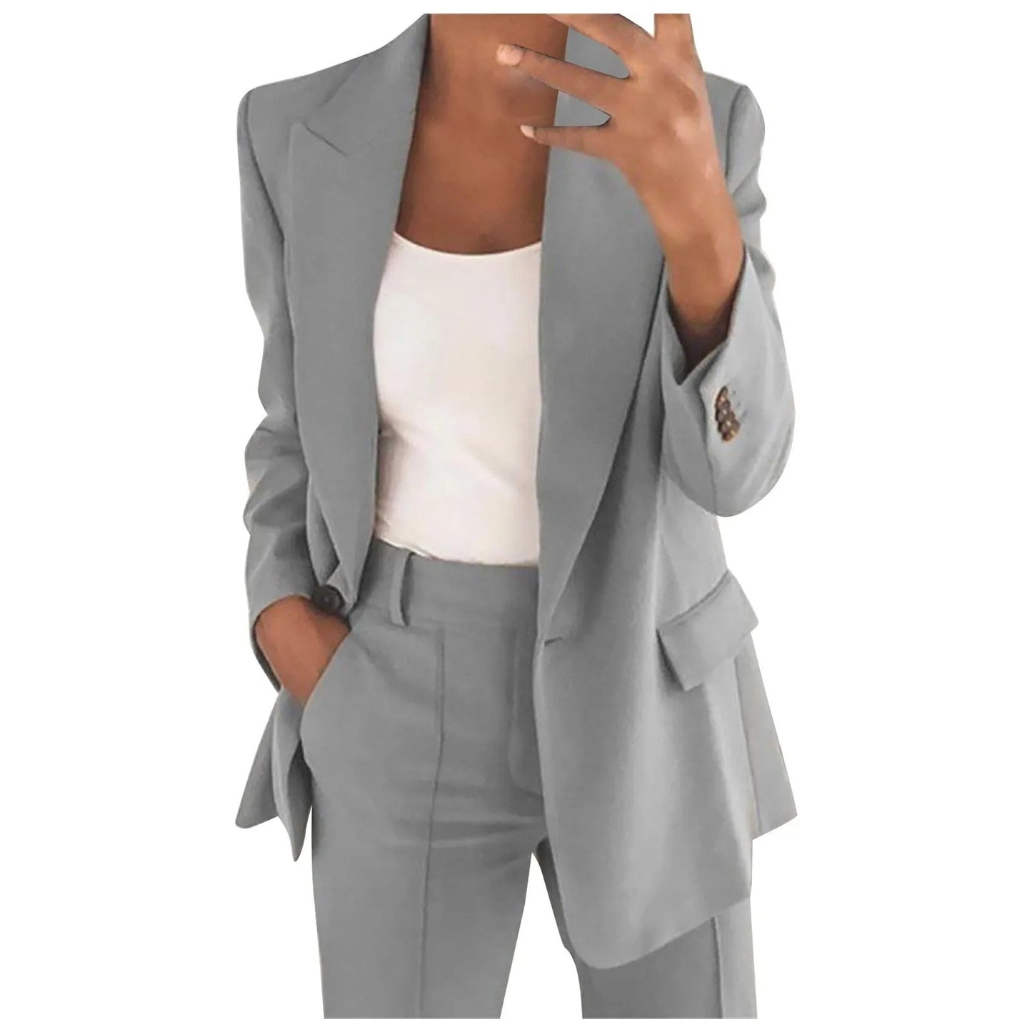 Women's Suit Set with Blazer and Pants in Solid Color - MiraSet