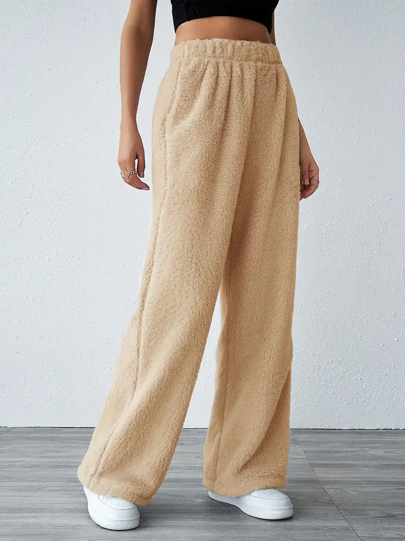 Deby - Casual plain fleece pants