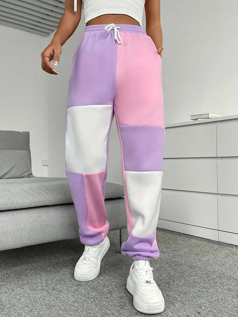 Billie - Color Block Loose Jogger Pants with Drawstring