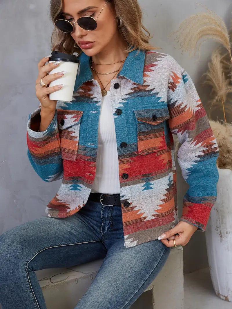 Abigail - Aztec Print Knotted Jacket