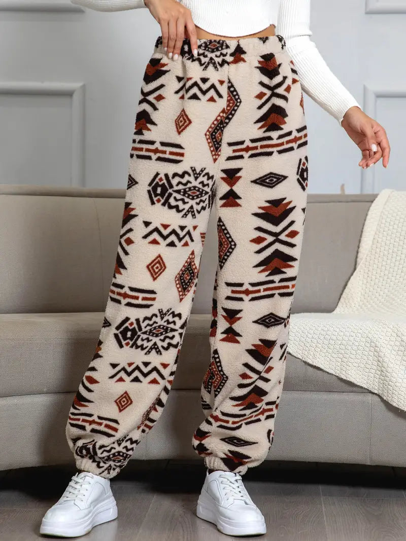 Marta - Joggers with Aztec pattern and sturdy bottom