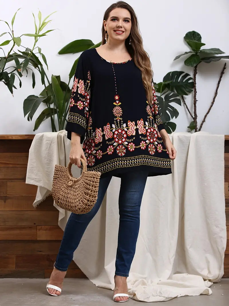 Patterned Plus Size Tunic Top for Summer 2025