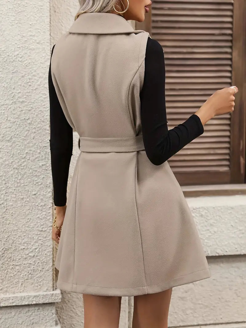 Adeline - Clasi double checked cardigan coat with belt