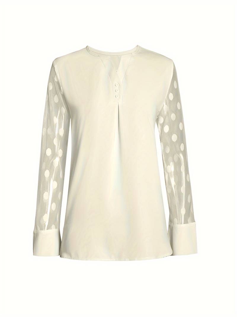 Samantha – Elegant long-sleeve top with pleated neckline