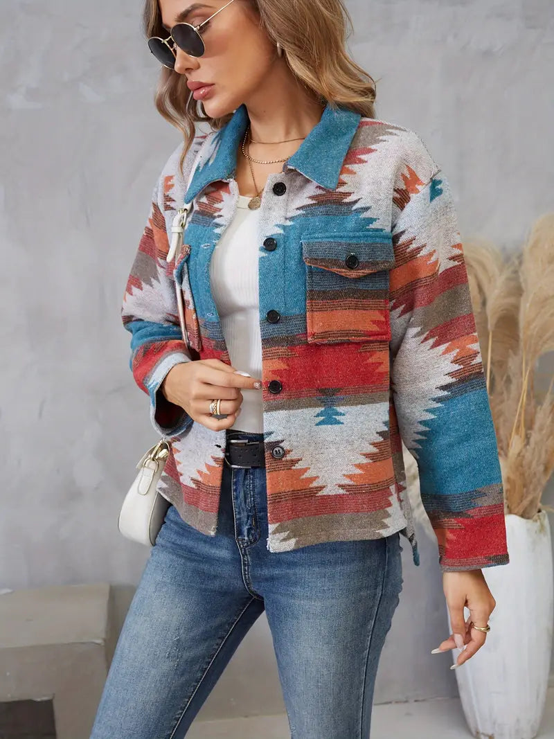 Abigail - Aztec Print Knotted Jacket