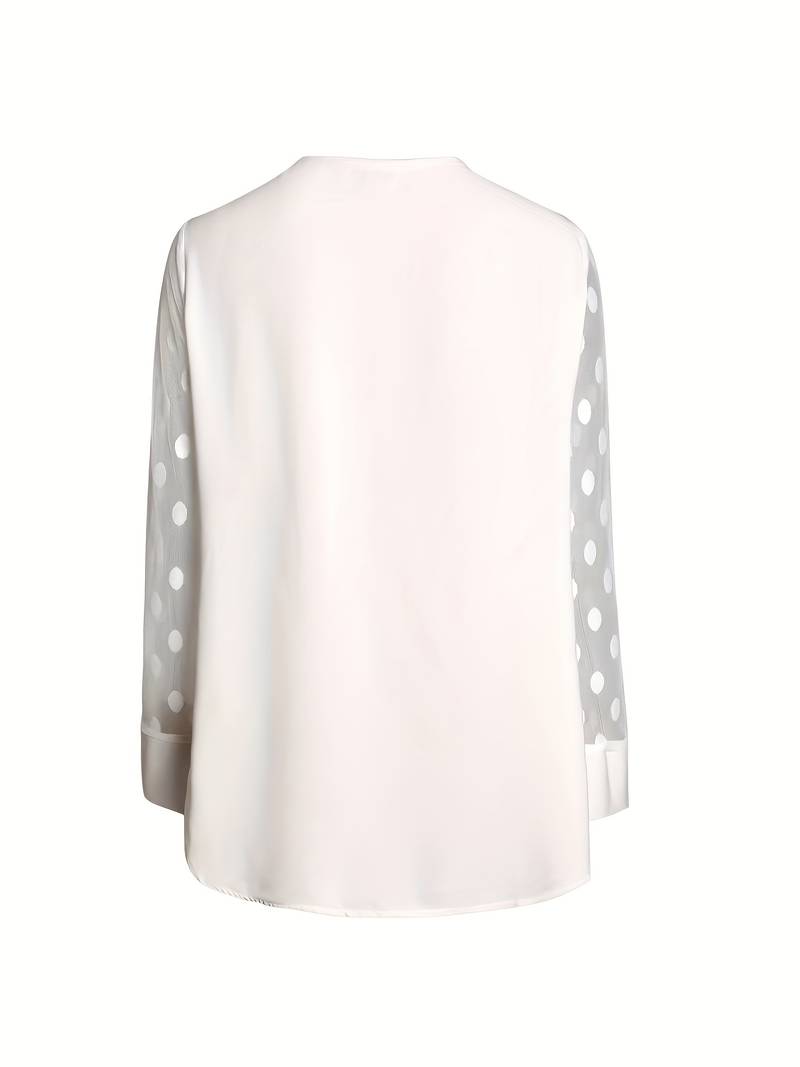 Samantha – Elegant long-sleeve top with pleated neckline