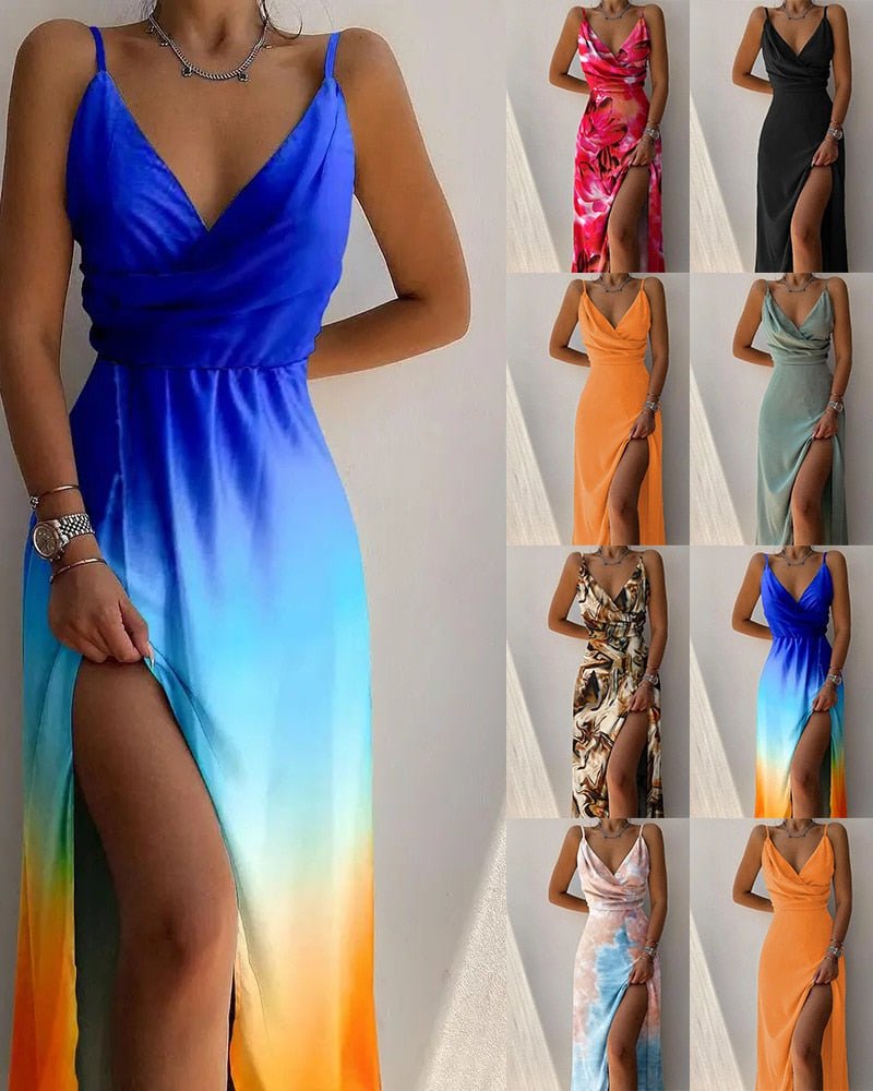 FLOUNY - Maxi Dress with Tropical Pattern