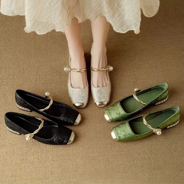 AVAIA | EMBELLISHED TOE-CAP LOW HEELS
