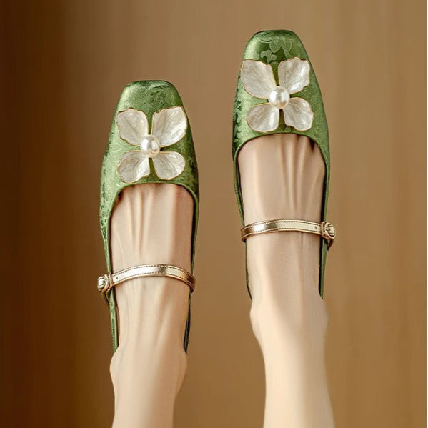 JAYLENE | FLORAL PEARL STRAP HEELS