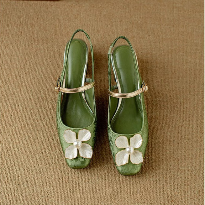 JAYLENE | FLORAL PEARL STRAP HEELS