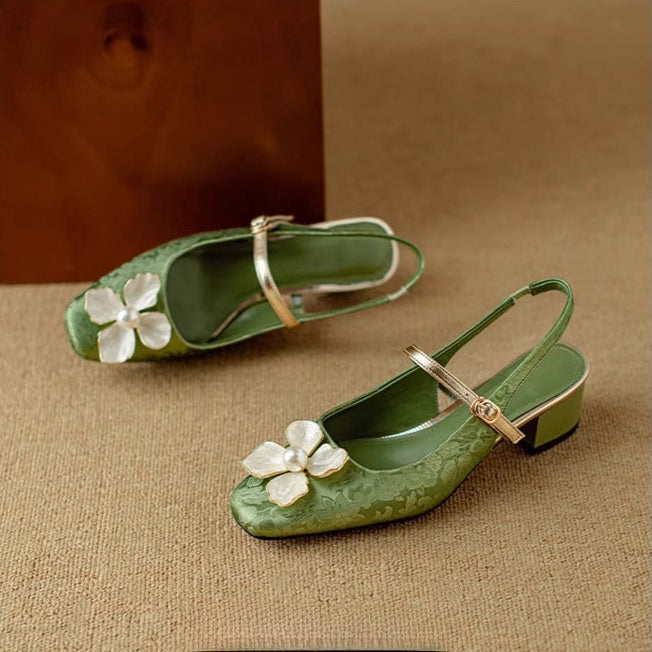 JAYLENE | FLORAL PEARL STRAP HEELS