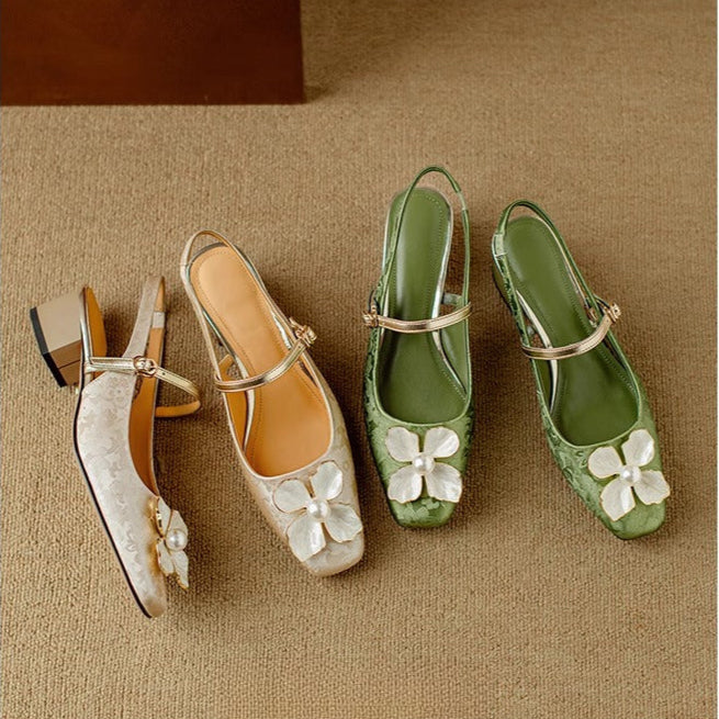 JAYLENE | FLORAL PEARL STRAP HEELS