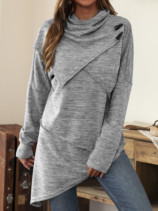 Asymmetric Summer Shirt with Waterfall Collar - Liora