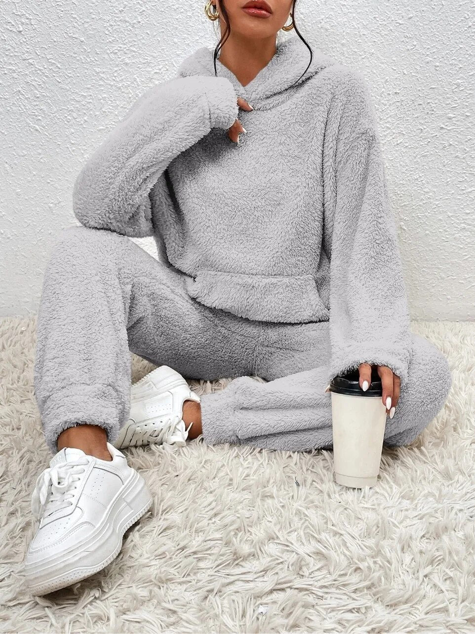 Ultra-Comfortable Teddy House Suit with Hoodie - Lana