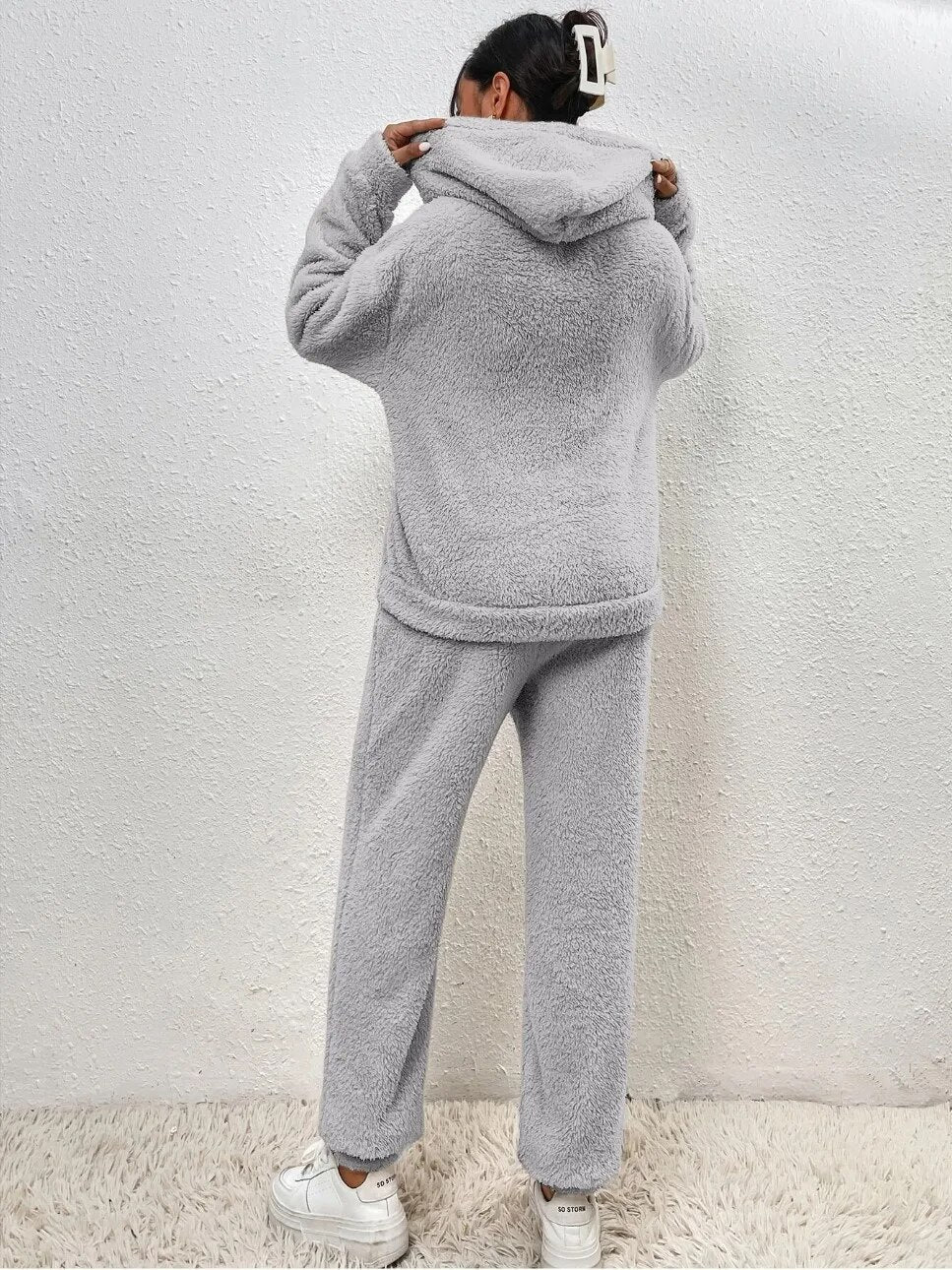 Ultra-Comfortable Teddy House Suit with Hoodie - Lana