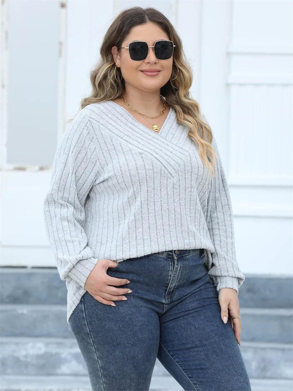 Long Sleeve Ripped T-Shirt Top in Plus Size for Summer 2025