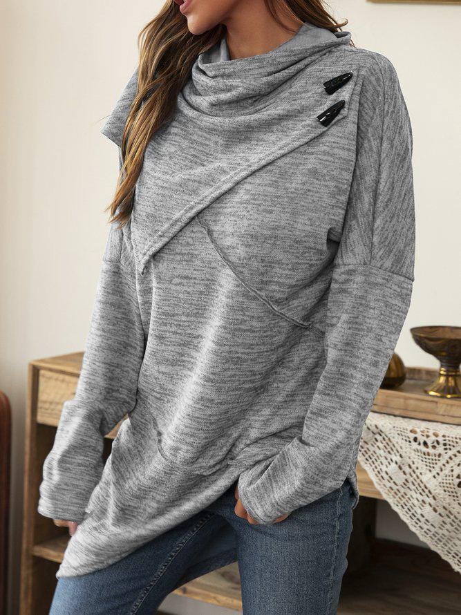Asymmetric Summer Shirt with Waterfall Collar - Liora