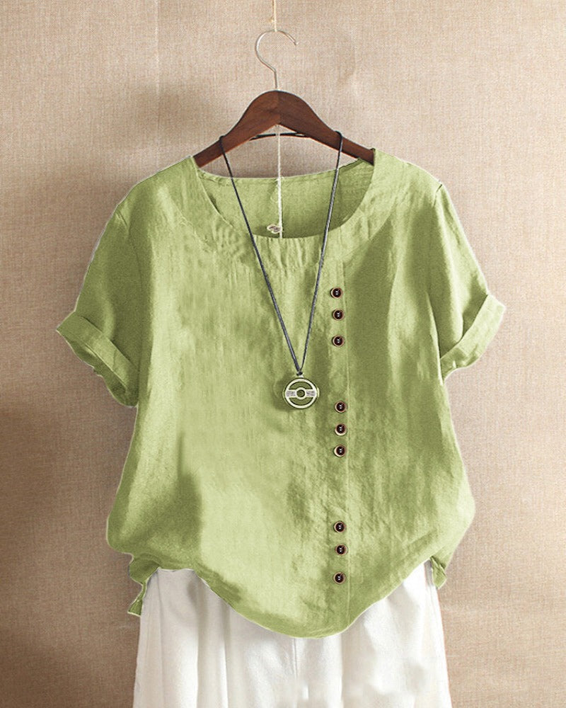 Short Sleeve Blouse with Round Neck for Spring 2025 – Nora