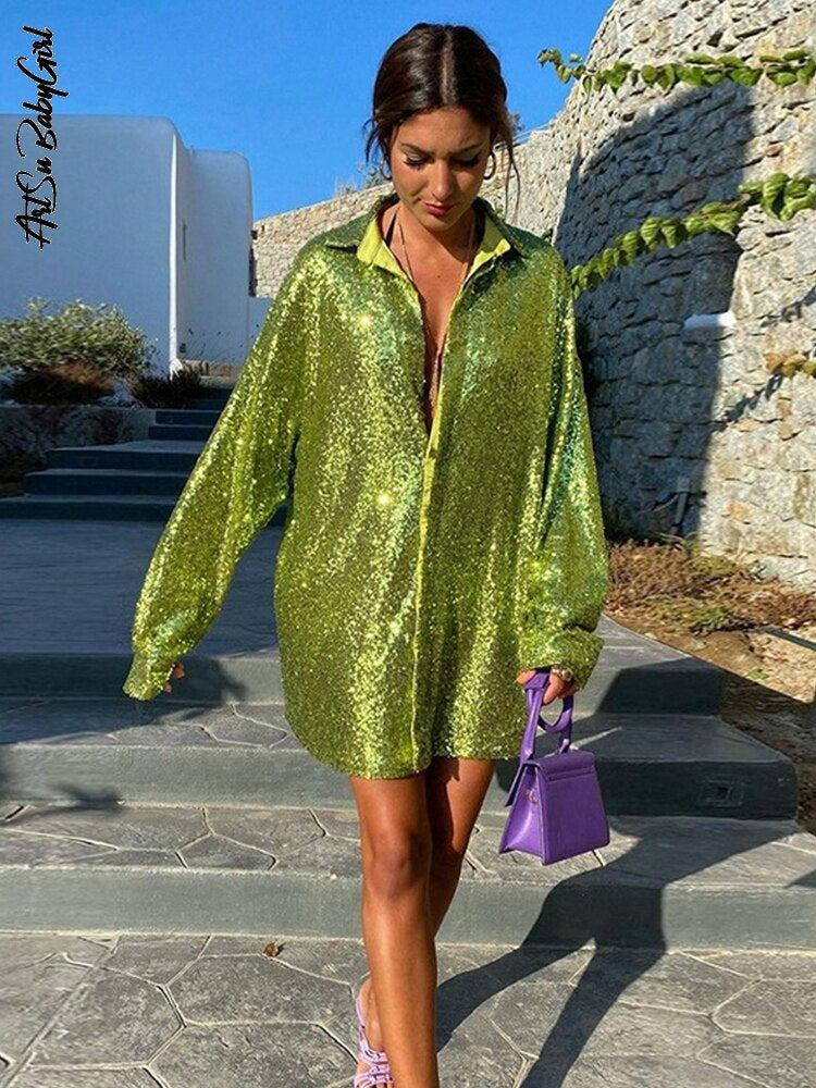 GlitteryDress | Summer 2025 Oversized Shirt for Women