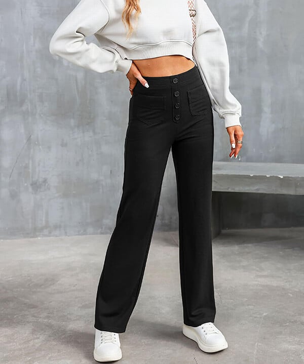 High Waisted Elastic Casual Pants - Sophia