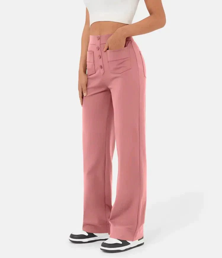 High Waisted Elastic Casual Pants - Sophia