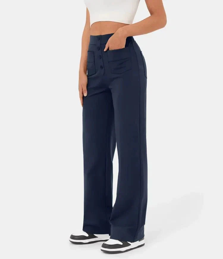 High Waisted Elastic Casual Pants - Sophia
