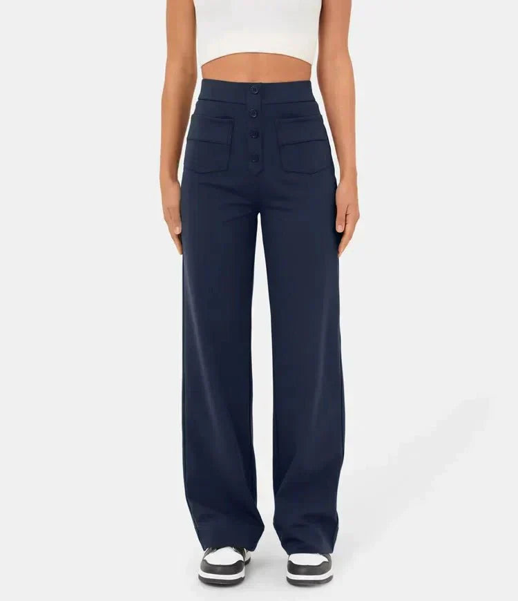 High Waisted Elastic Casual Pants - Sophia