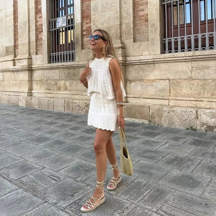 Gladys - Elegant boho top and skirt set