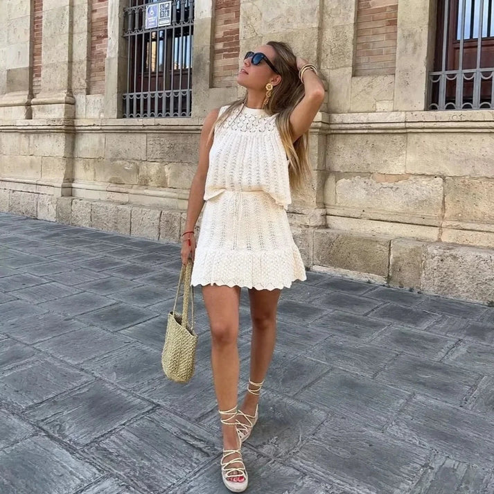 Gladys - Elegant boho top and skirt set