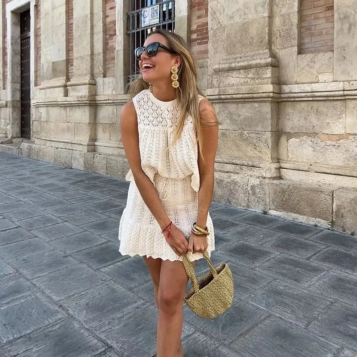 Gladys - Elegant boho top and skirt set